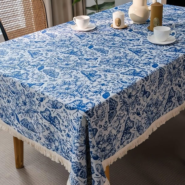 Blue Butterfly Garden Tablecloth