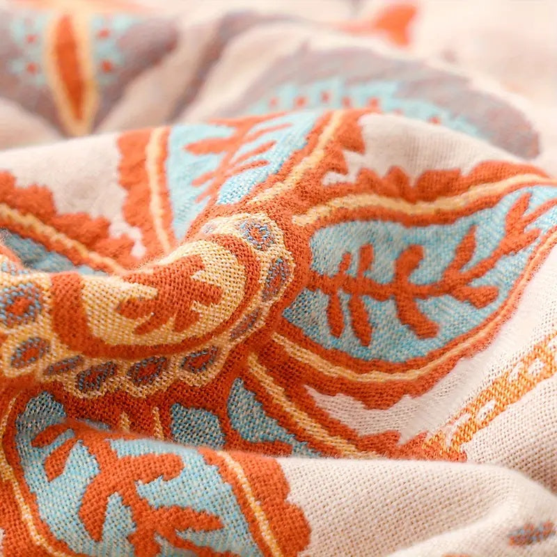 Rustic Floral Boho Blanket | 100% Cotton Floral Blanket